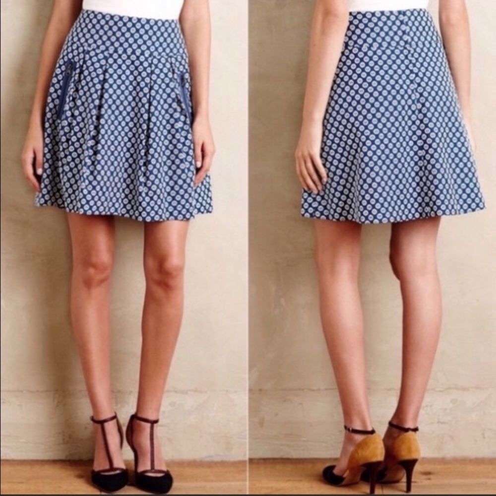 Anthropologie Blue Mini Skater Skirt